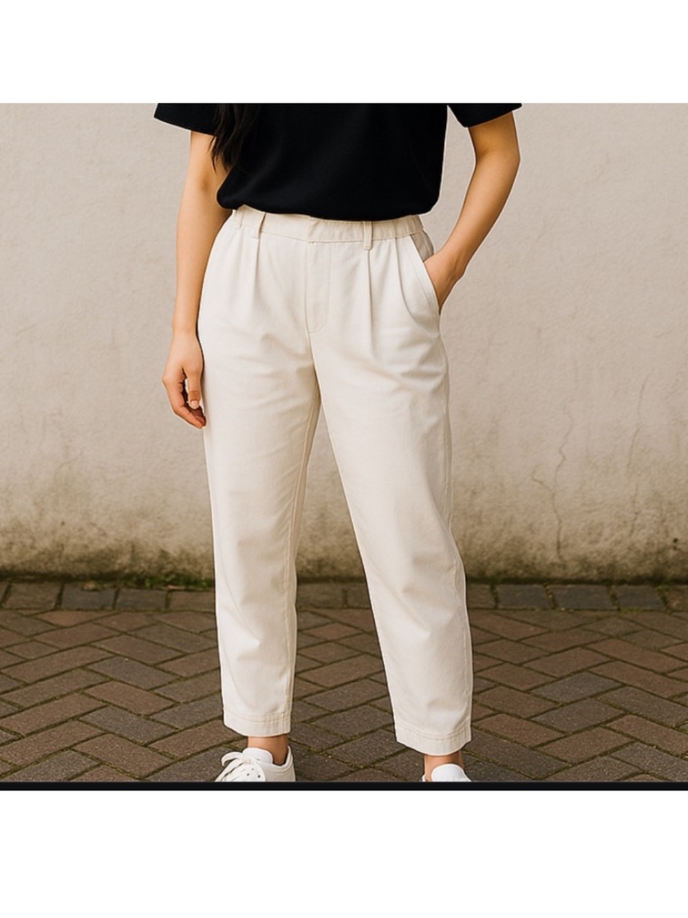 Peruvian Connection White Elastic Waist Knit Pants size XL Cotton spandex blend